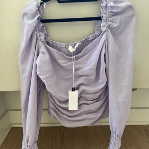 Astr Lavender Ruched Long Sleeve Top